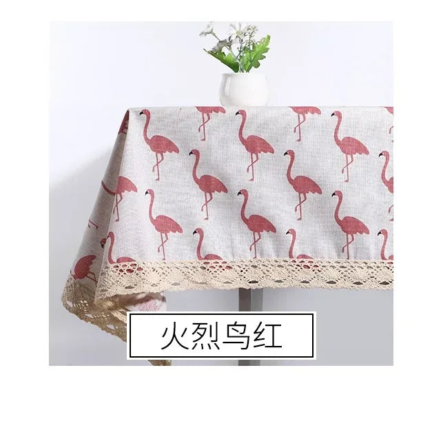 Tablecloth, Washable Cotton Linen Fabric Tassel Table Cloth Dust-Proof Embroidery Table Cover for Kitchen Dinning Farmhouse