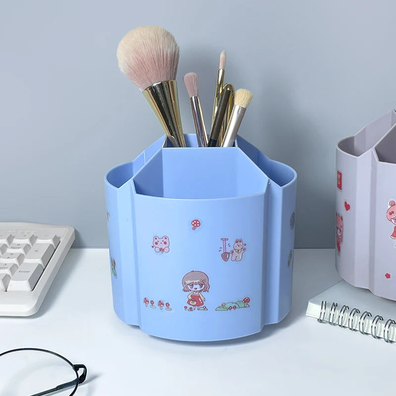 360-degree Rotating Pen Holder Large Capacity Office Desktop Stationery Storage Box Multifunctional Brush Holder Pen Box for Stu