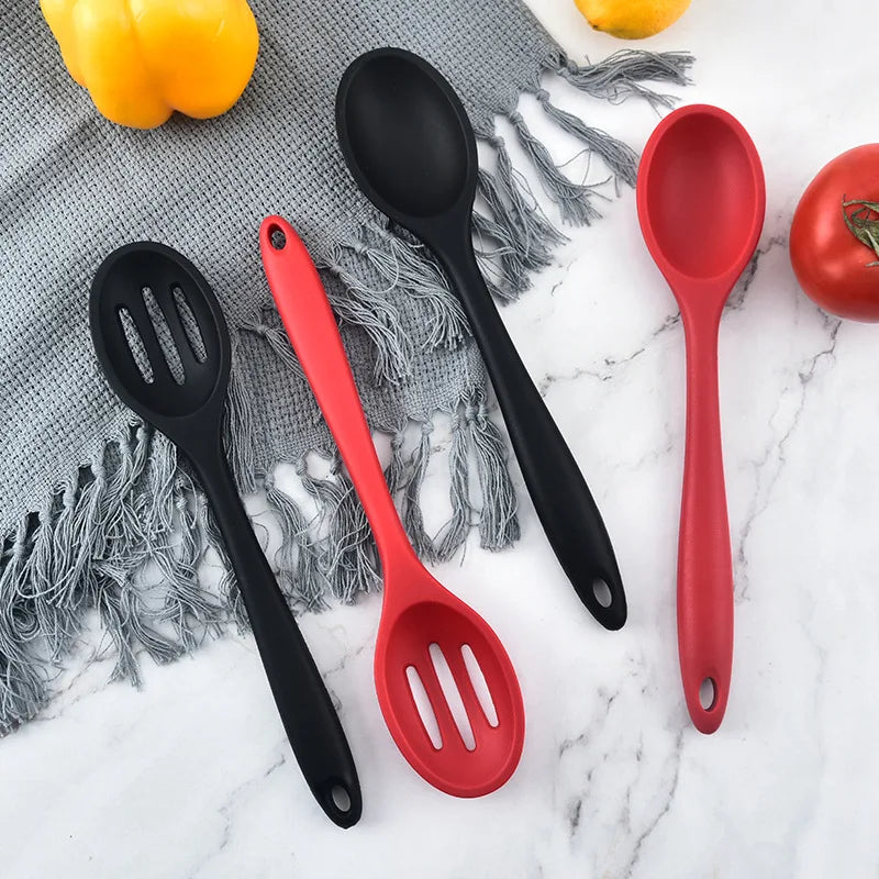 Hemasa 5PCs  Silicone Soup Ladle Colander Kitchen Salad Mixing Spoon Children Tablespoons Rice Porridge Scoops