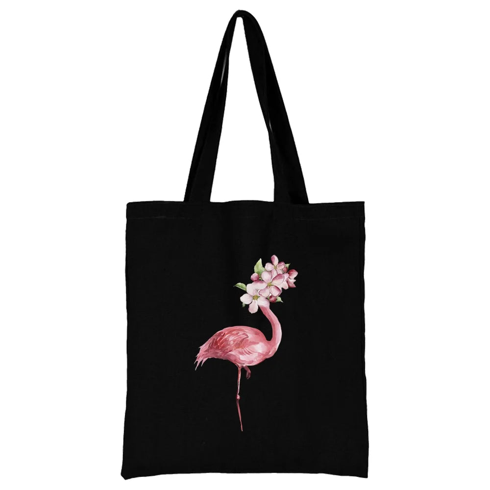 Tejesa Canvas Shopping Bag for Women /Shoulder Bags / Grocery Handbags /flamingo Print  Jute Bag