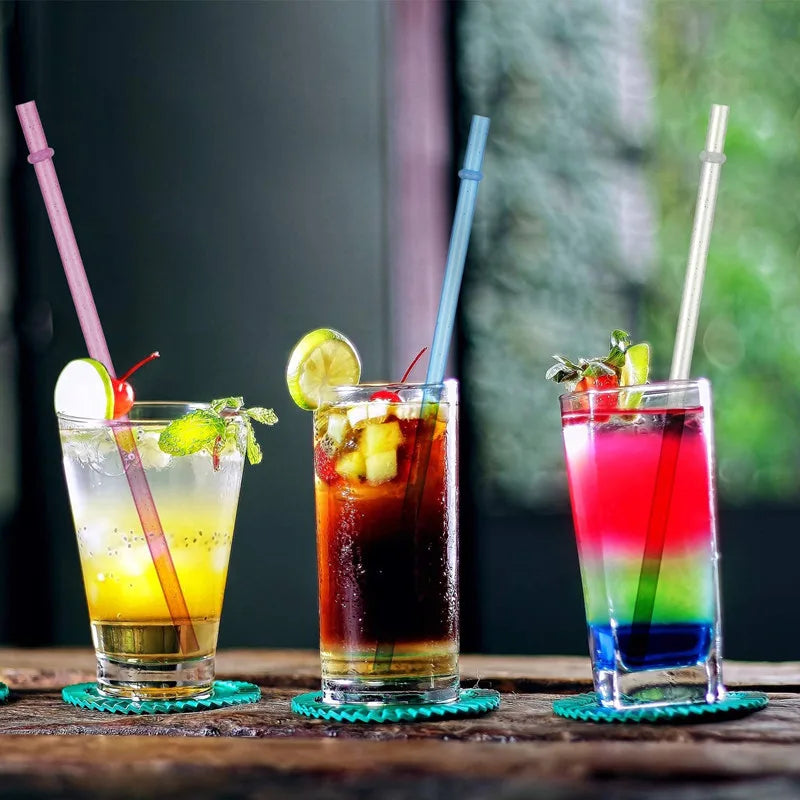 Hemasa 9inches  20 Pieces Reusable Drinking Straws  Colorful Plastic Straws Clear Glitter Unbreakable Straw with Cleaning Brush for Party
