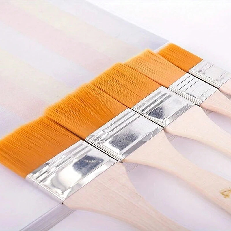 Bview Art 6pcs Art Paint Brushes Assorted Sized Nylon Painting Brushes with Wooden Handles for Acrylic, Oil, Paint,Art Supplies