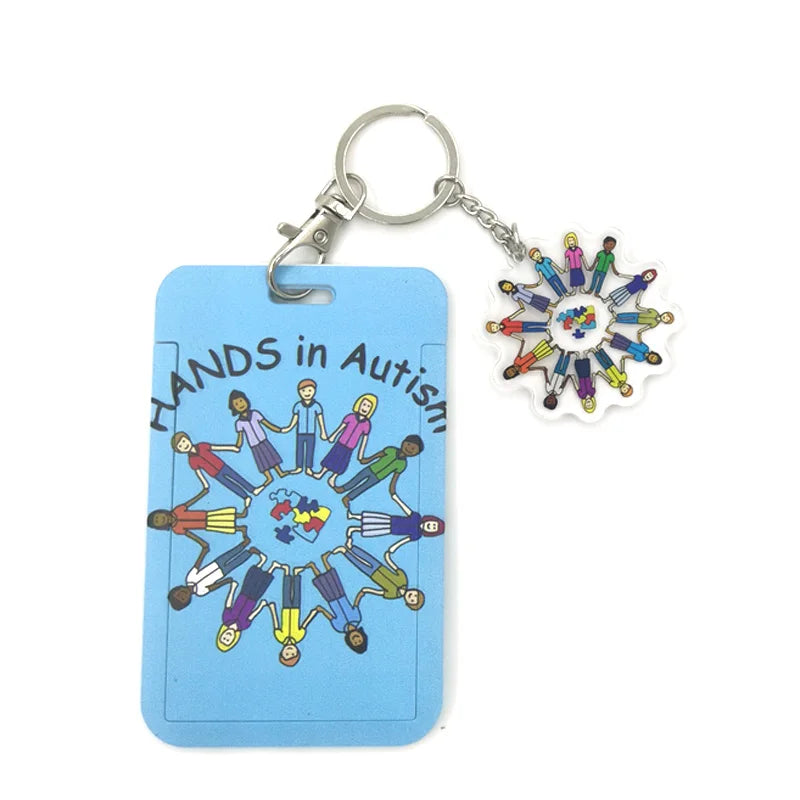 Autism Pattern Anime Lanyard Badge Holder ID Card Lanyards Mobile Phone Rope Key Lanyard Neck Straps Keychain Key Ring