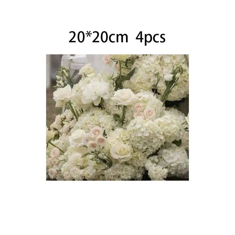 White Blue Rose Flower Row Decor Wedding Backdrop Arch Frame Banquet Aisle Floral Ball Birthday Party Event Props Window Display