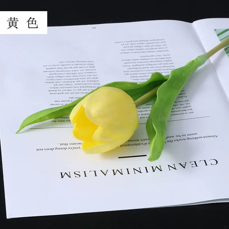10Pcs PU Big Tulip Artificial Flowers Wedding Decoration Fake Flowers Tulips Bridal Bouquet Indoor Home Party Flower Arrangement