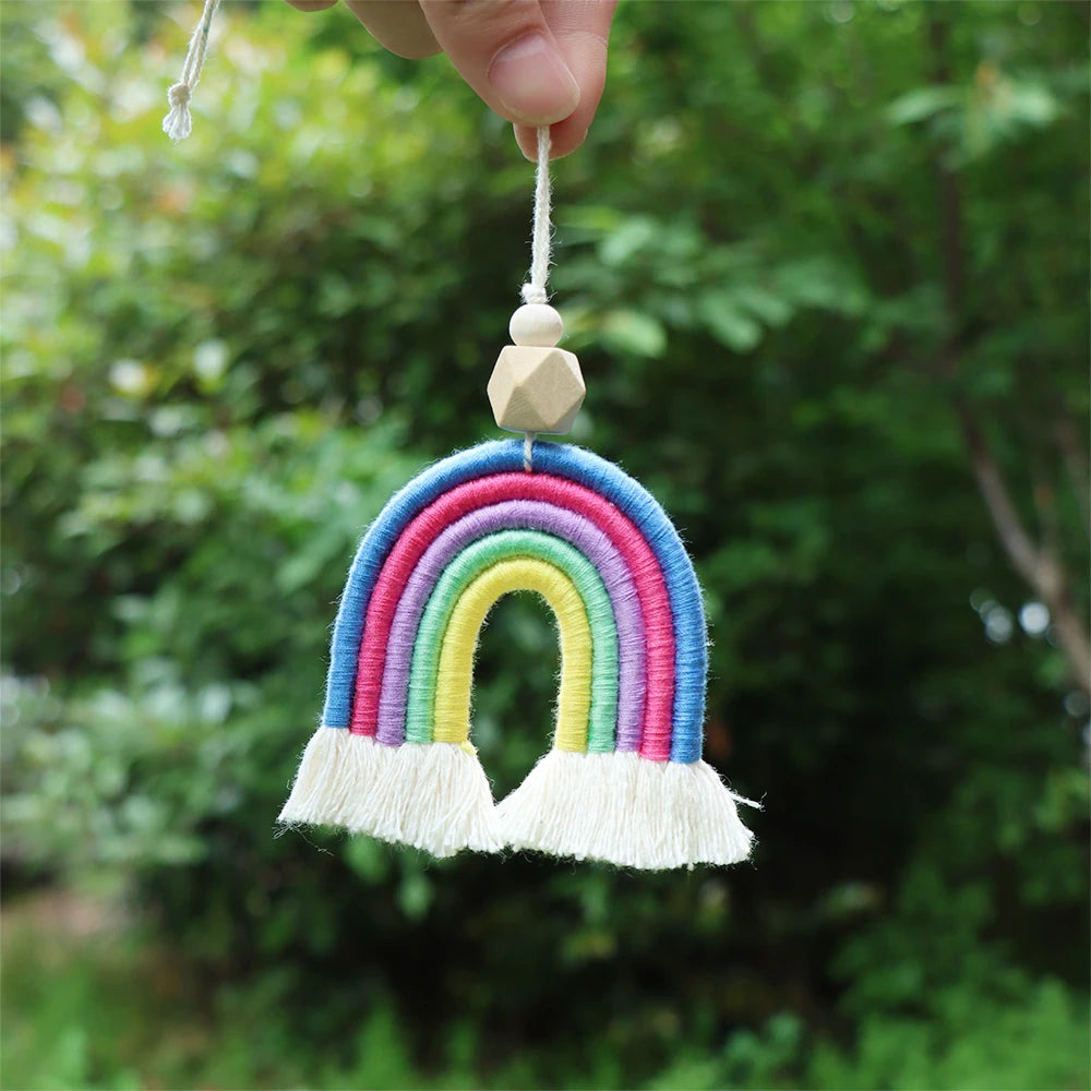 Hemasa Car Hanging Decoration Rainbow / Bohemian Style Hand Woven Keychain/ Living Room/ Bedroom / Car Hanging