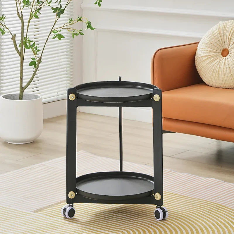 Living Room Mobile Round Coffee Table Nordic Creative Home Cart Movable Storage Rack Storage Bedroom Bedside Trolley