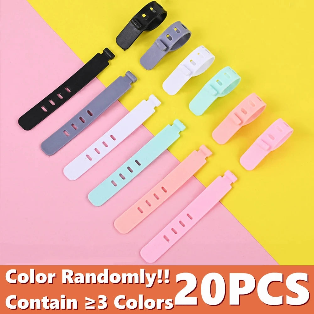 Tejesa 20/12 PCS Cable Ties Cord Organizer Management Silicone Wire Holder Straps Zip Clips Reusable Tie Wraps Keeper winder Rubber