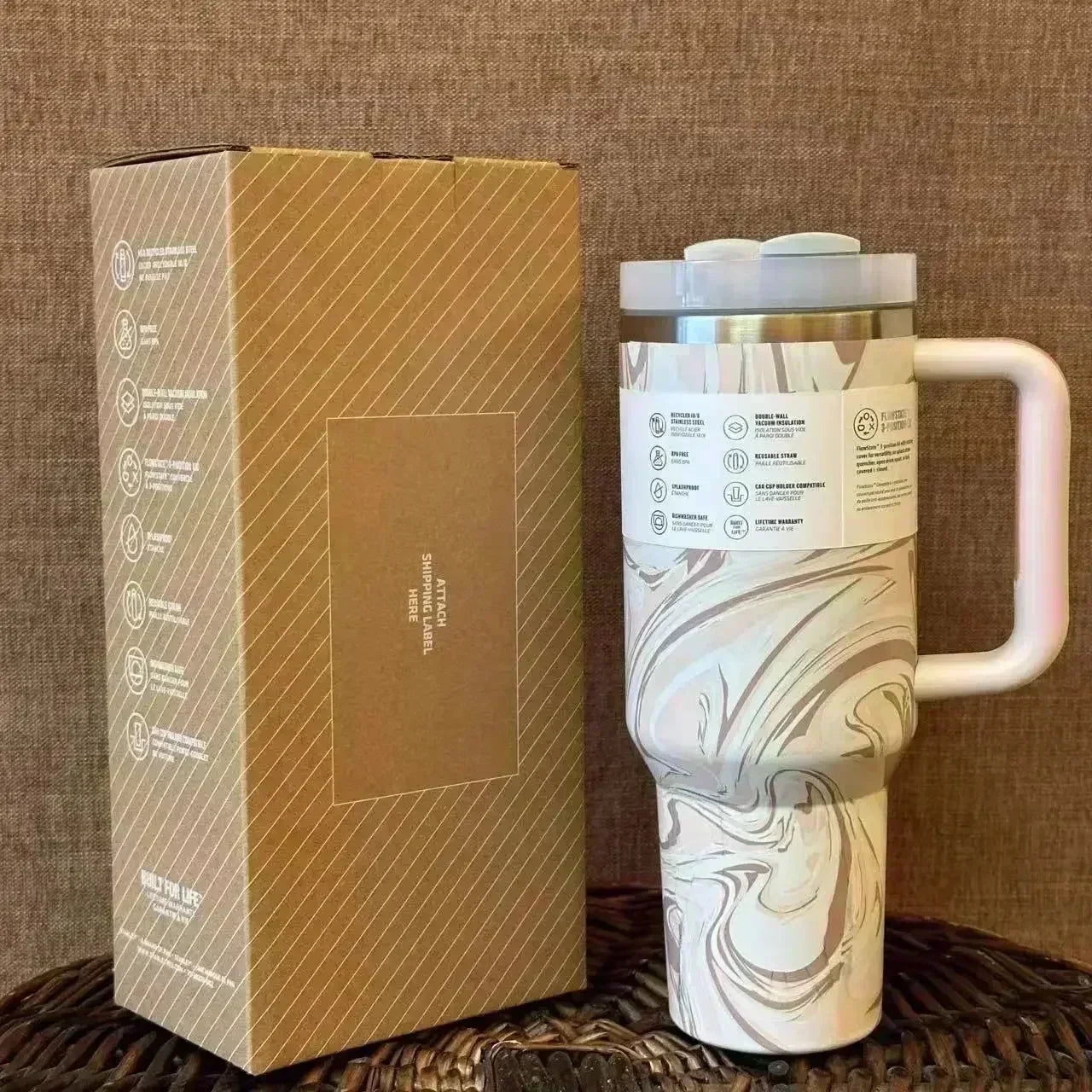 Hemasa 40oz Tumbler FlowState Straw Lid Stainless Steel Vacuum Insulated Car Mug /Double Wall Thermal Iced Travel Cup bottle