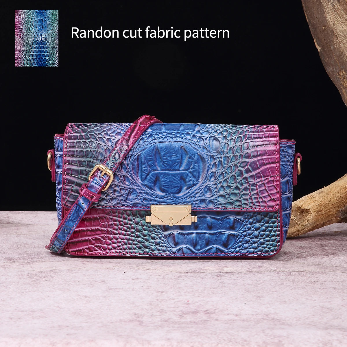 Colorful crocodile pattern classic lock buckle autumn and winter new product crossbody shoulder bag small square bag