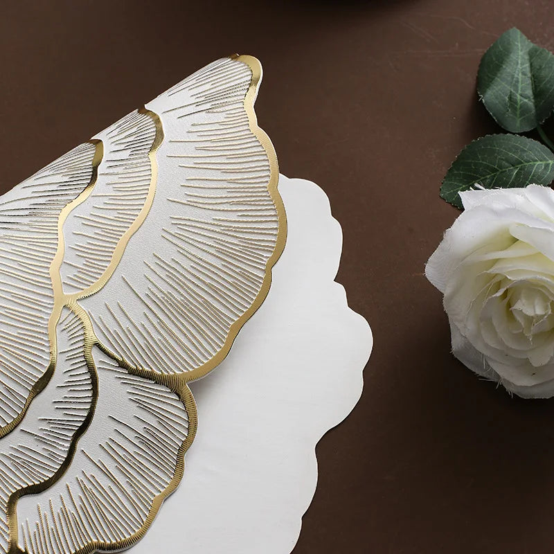 Hemasa Creative Peony Placemat Nordic Style Gold Plated Home Coasters PVC Dinning Table Decorative Mat Anti Slip Waterproof Meal Mat