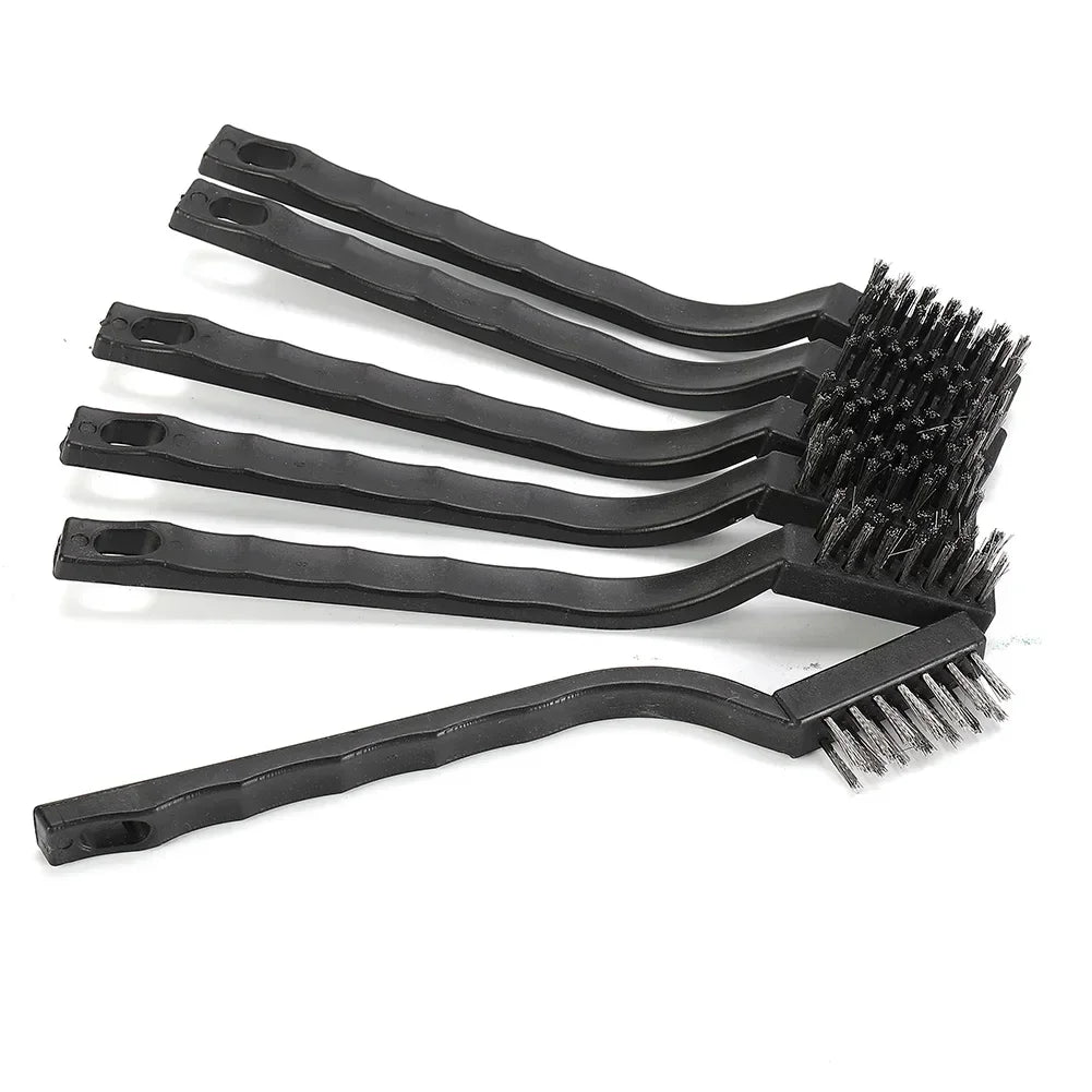 Hemasa 6pc set Small Wire Brushes Cleaning Brushes For Mechanical Part Derusting Remove Paint Accessories 17cmx1cm Stainless Steel Wire