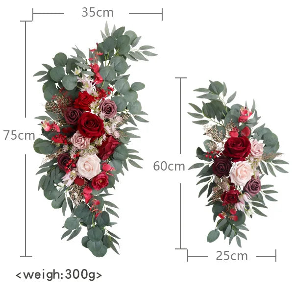 YeeNanee Deluxe Wedding Arch Flowers White Red Artificial Floral Swags for Country Wedding Ceremony Arbor Backdrop Decoration