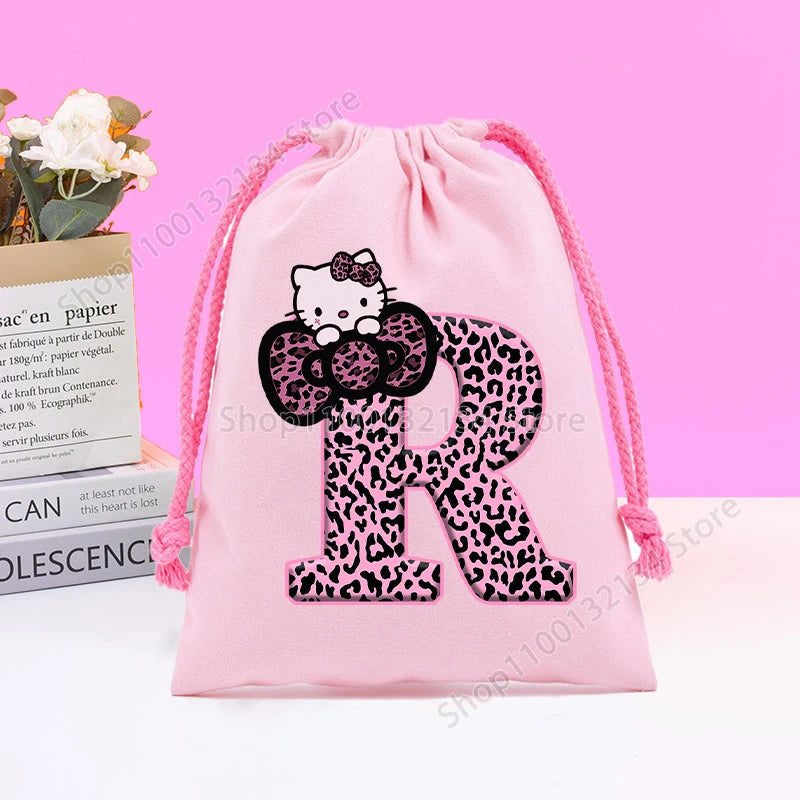 Sanrio Hello Kitty Drawstring Bagfor  Kids /Anime Letter Printed Bags Cookies Candy Storage Bag Wedding Jewelry Gift Bag