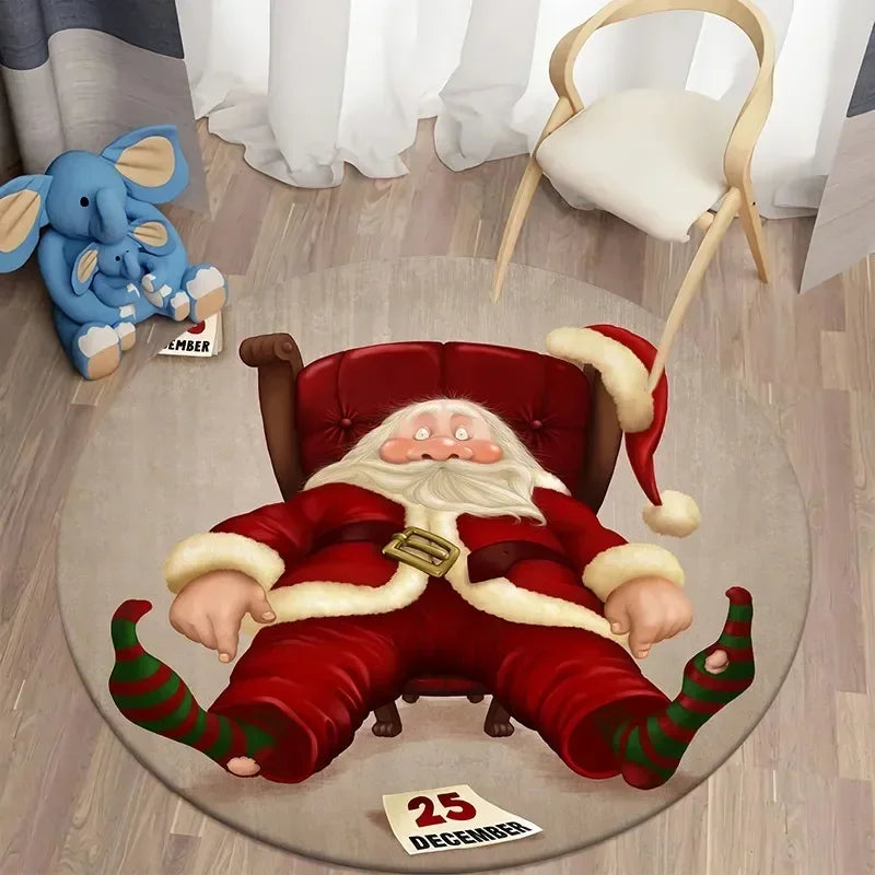 Santa round carpet home living room bed  floor mat kitchen bath   cute children's  decoration