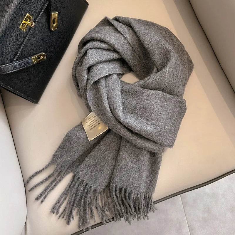 China Red Pure Wool Scarf Women's Autumn and Winter Warm Mother Scarf Light Luxury High-end Fringed Shawl