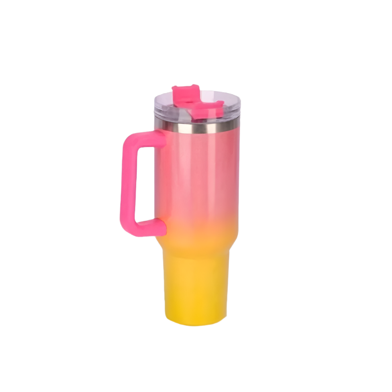 Hemasa 40oz  Stainless Steel Cup Thermal Keeps Cold and Heat Water Bottle with Handle Rainbow Thermal Mug