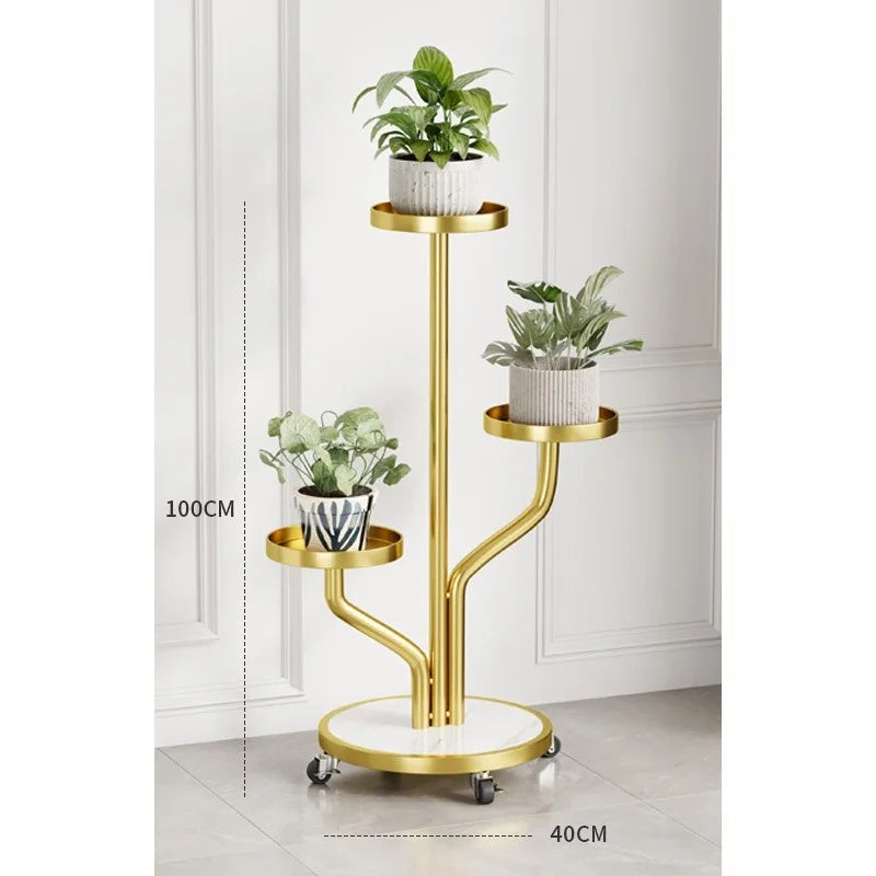 Wrought iron flower stand Plant stand Indoor living room Balcony Flower pot Green Luo stand Movable multi-layer metal flower