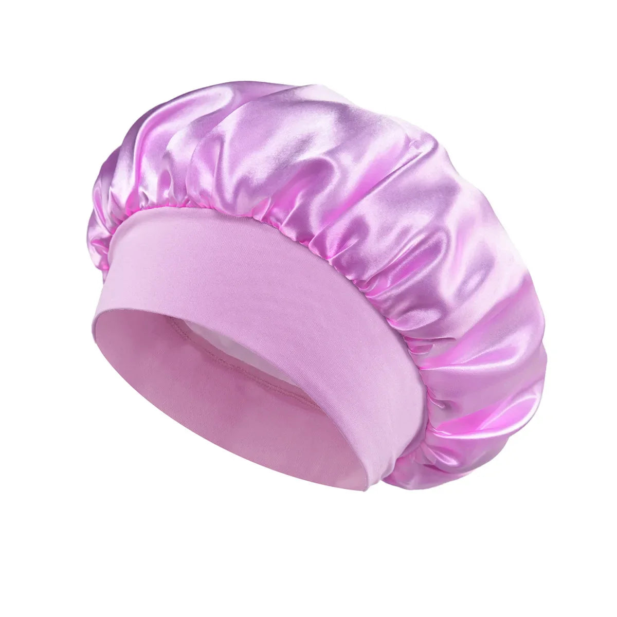 Hemasa Women Satin Bonnet Hair Bonnet for Sleeping Hair Care Silk Bonnets Solid Wide-brimmed Sleeping Hat with Elastic Soft Band