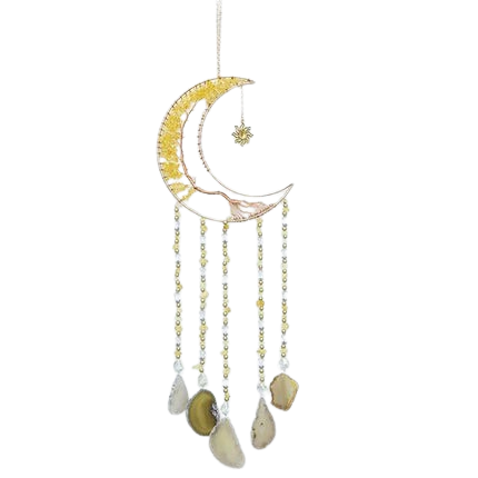 Hemasa Crystal Natural Gemstone Tree of Life Healing Pink Quartz 7 Chakras Grave Agate Stones Reiki Moon Suncatcher Hanging Home Decor