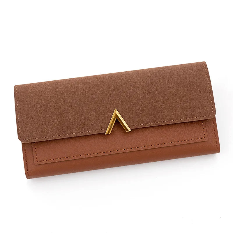Tejesa  women's wallet long V-shaped buckle three fold wallet for women, hand-held bag, change card bag
