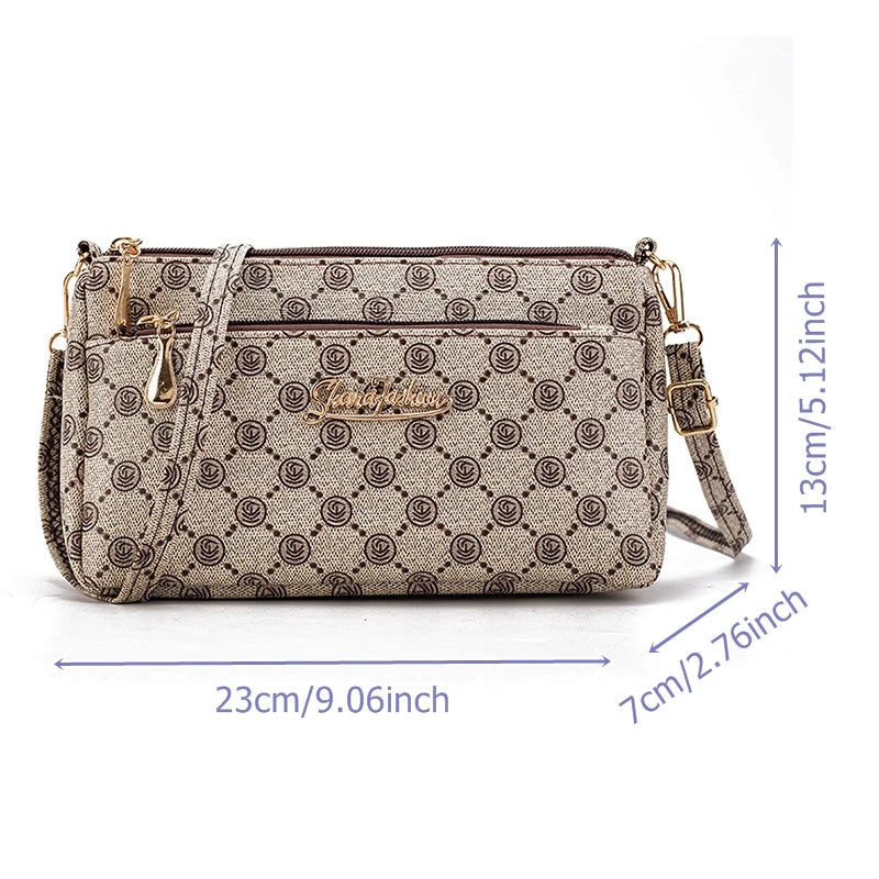 Hemasa Shoulder Bag for Women / Double Zipper Crossbody Bag/handbag  Multi-smooth Zipper Pocket