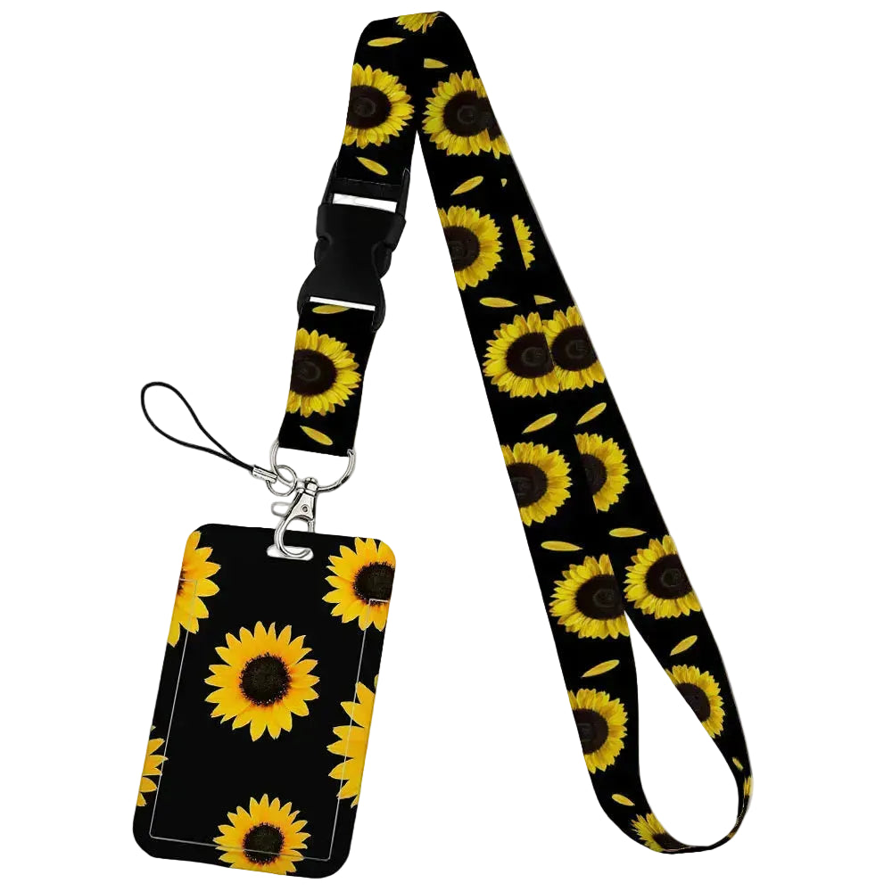 Tejesa  Flower design Lanyard Business Credit Card Holder/ Neck Strap Keychain Hang Rope ID Badge Holder