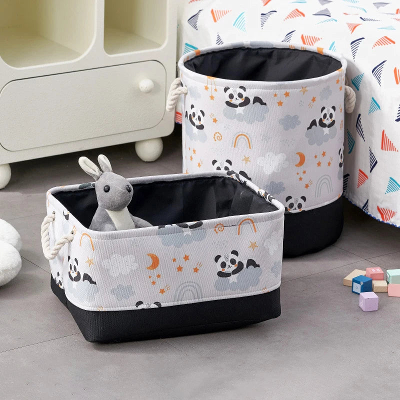 Tejesa Canvas Folding Storage Basket /Cartoon Print Storage Fabric Wardrobe Bedroom Closet Toys Laundry Basket