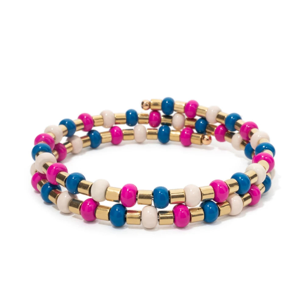 Tejesa 5X6mm  Enamel Colorful  Circle Tube Beads Bangle Bracelet  For Women