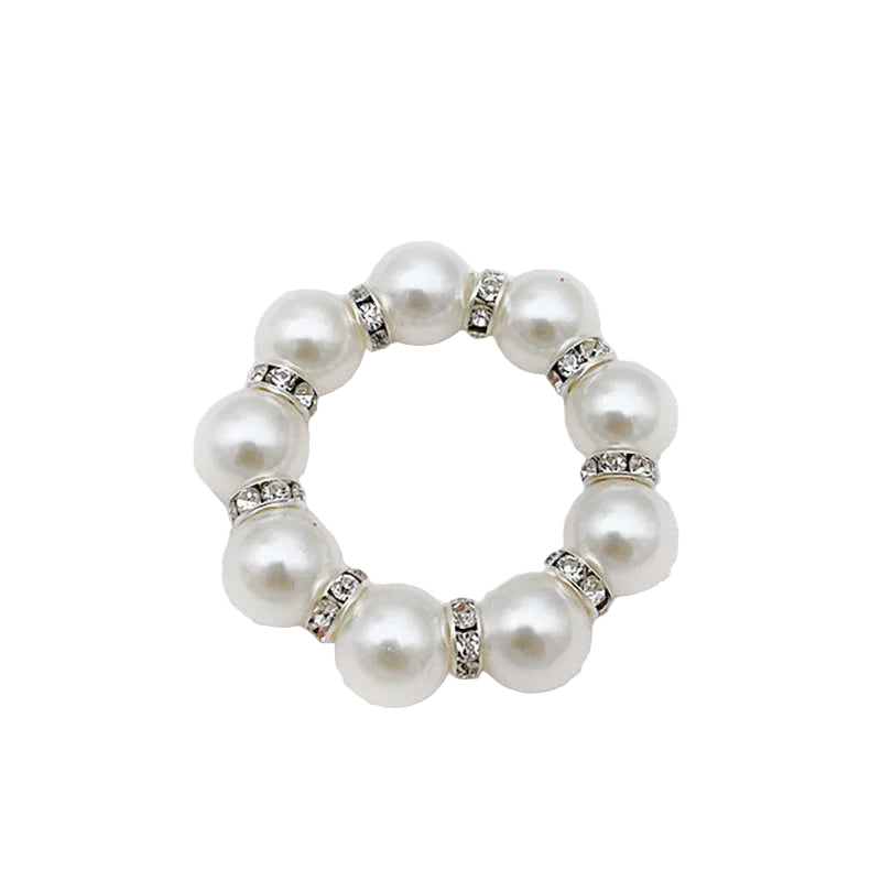 Hemasa 50pcs/lot Golden Napkin Rings/ Elegant Pearl Elastic Pearl Napkin Rings  For Wedding