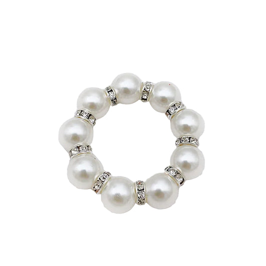 Hemasa 50pcs/lot Golden Napkin Rings/ Elegant Pearl Elastic Pearl Napkin Rings  For Wedding