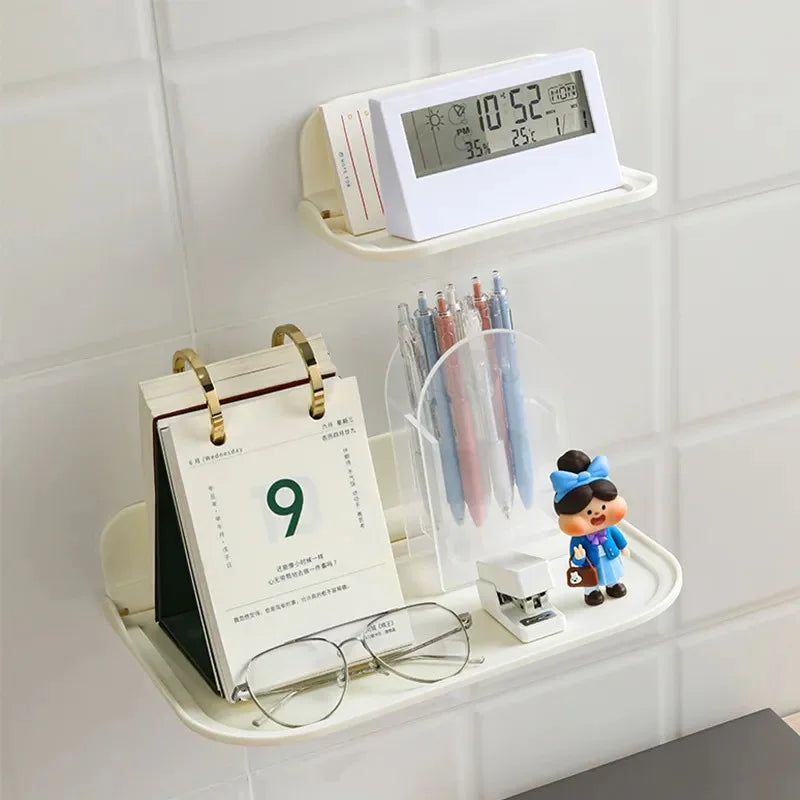 Hemasa Foldable Wall Shelf Bathroom Punch-free Wall-mounted Storage Rack Phone Holder