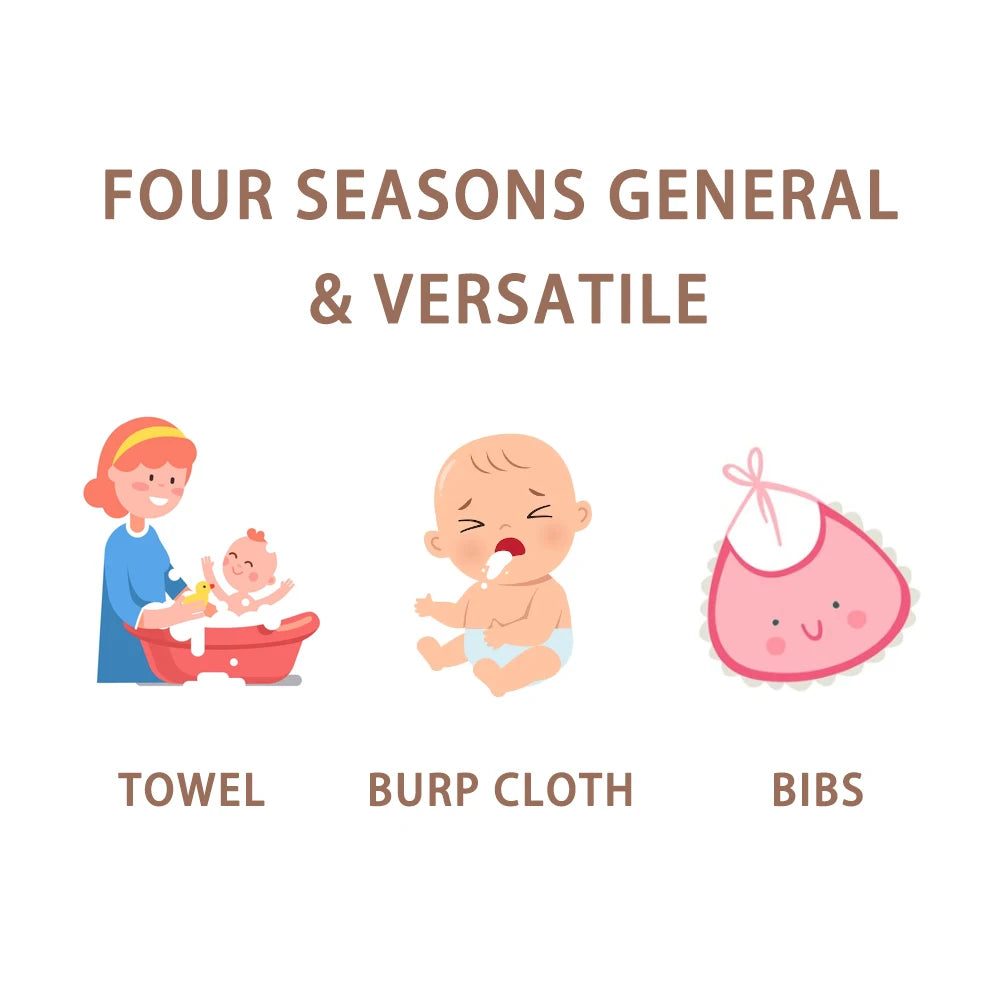 Tejesa 5pcs Pack Bamboo Cotton Breathable Baby Muslin Towel New born Burp Cloth