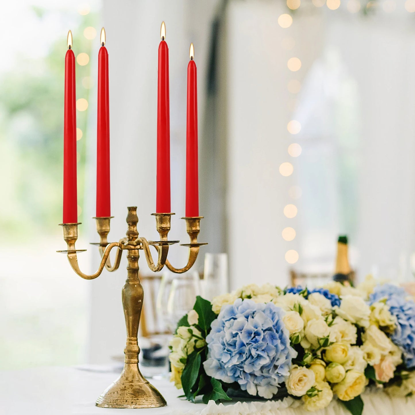 Hemasa  12 Pieces of 10inch Red Wax, Drip-Free, Smoke-Free, Fragrance-Free, Home Dinner Candles, Hand-Pulled, High-Quality, Suitable for Church, Family, Wedding, Party, Seasonal Celebrations, Emergency Situations and Home Decorations