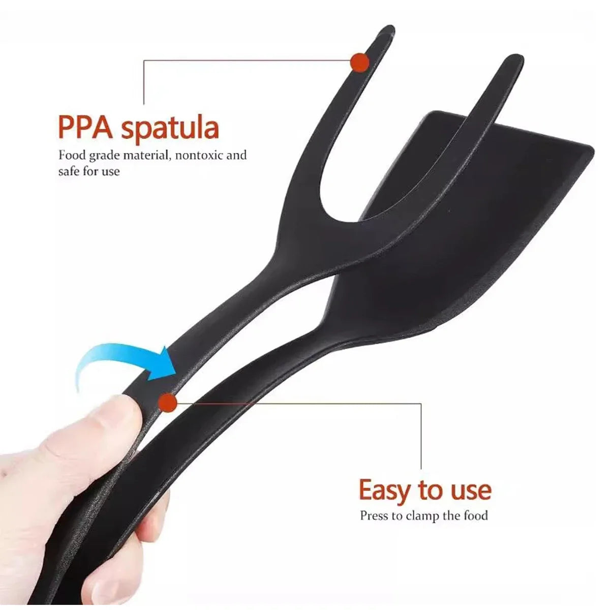Hemasa 2Pcs 2 In 1 Shovel Clip Silicone Grip Flip Tongs/ Egg Steak Spatula Tongs/ Clamp Pancake Fried Turners Cooking Tool Kitchen Accessories