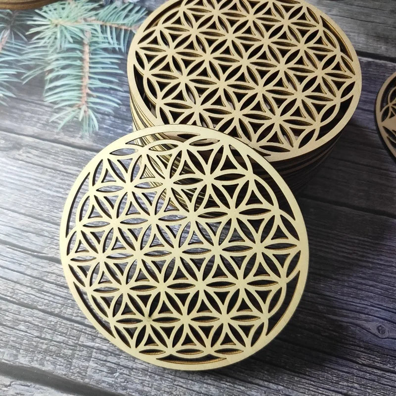 10/15/20/30cm High Quality Wooden Wall Sign Flower Of Life Sacred Geometry Home Decoration Wood Coaster for Home Wall Decor