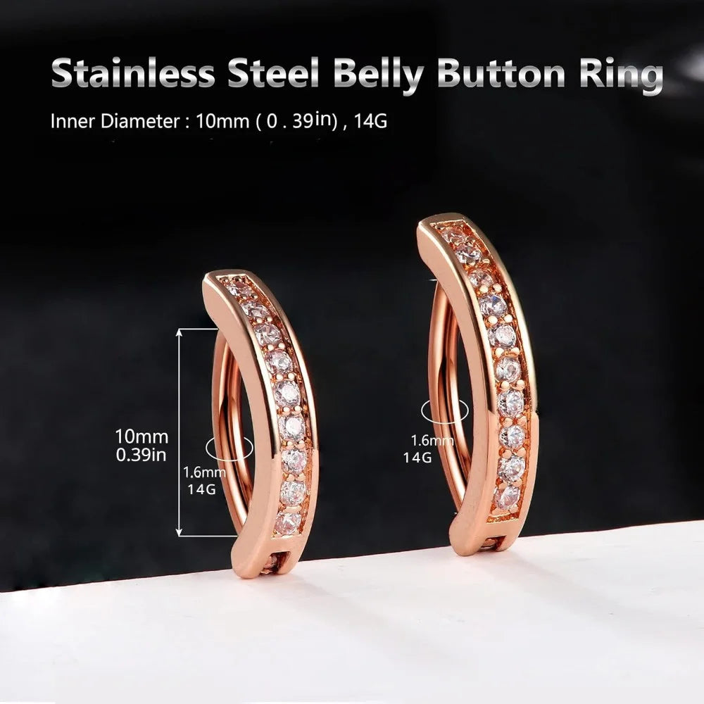 FINREZIO 1Pc Surgical Steel 14G Clicker Belly Button Rings for Women and Men CZ Reverse Navel Barbell Ring Body Piercing Jewelry