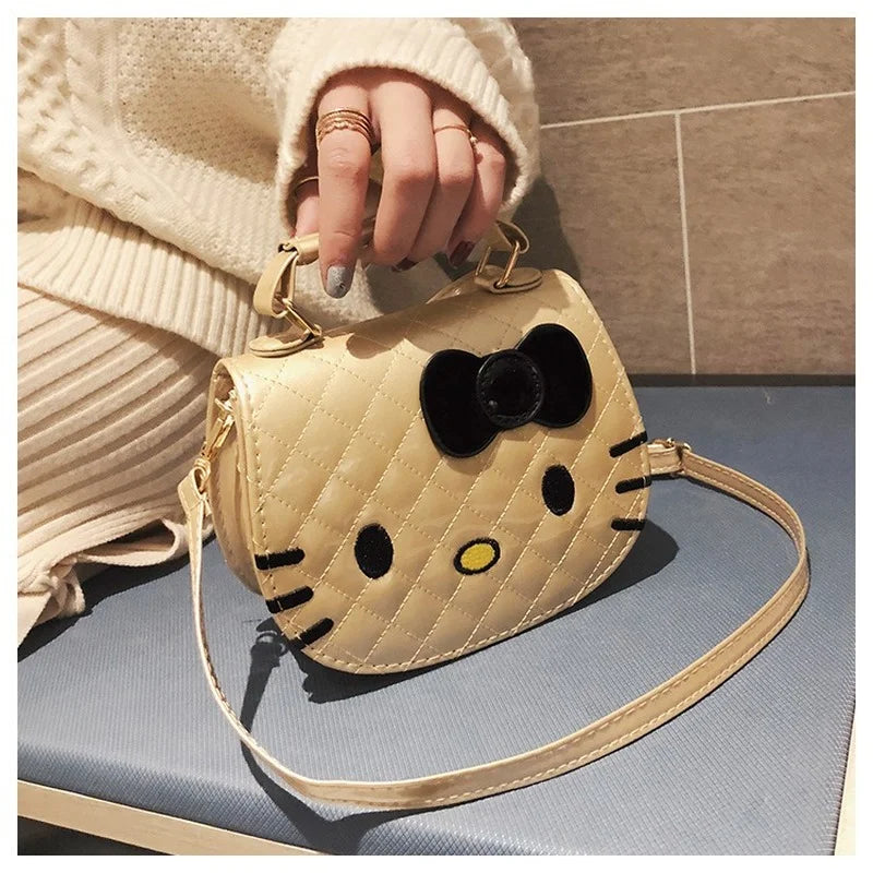 Hello Kitty Purses and Handbags Square Type PU Small Square Bag Lipstick Bag Sanrio Satchels Women Bags Makeup Case Kawaii Purse