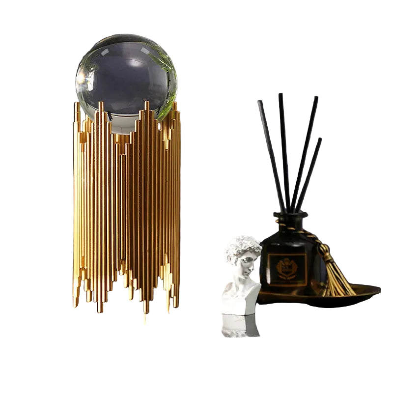 Hemasa Geometric Metal Figurines/ Crystal Ball Model Decorative Crafts/Living Room Desktop Ornaments/ Home Decorati