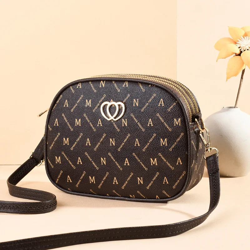 Hemasa 3 Zipper Women Crossbody Shoulder    Large Capacity Female Bag  Heart-shaped handBag