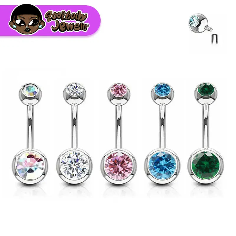 G23Titanium 14G 8/10/12/14mm Surgical Titanium Belly Button Rings Zircon Navel Bar Body Piercing Jewelry Nombril Ombligo Barbell