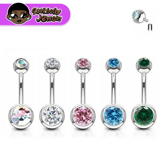 G23Titanium 14G 8/10/12/14mm Surgical Titanium Belly Button Rings Zircon Navel Bar Body Piercing Jewelry Nombril Ombligo Barbell