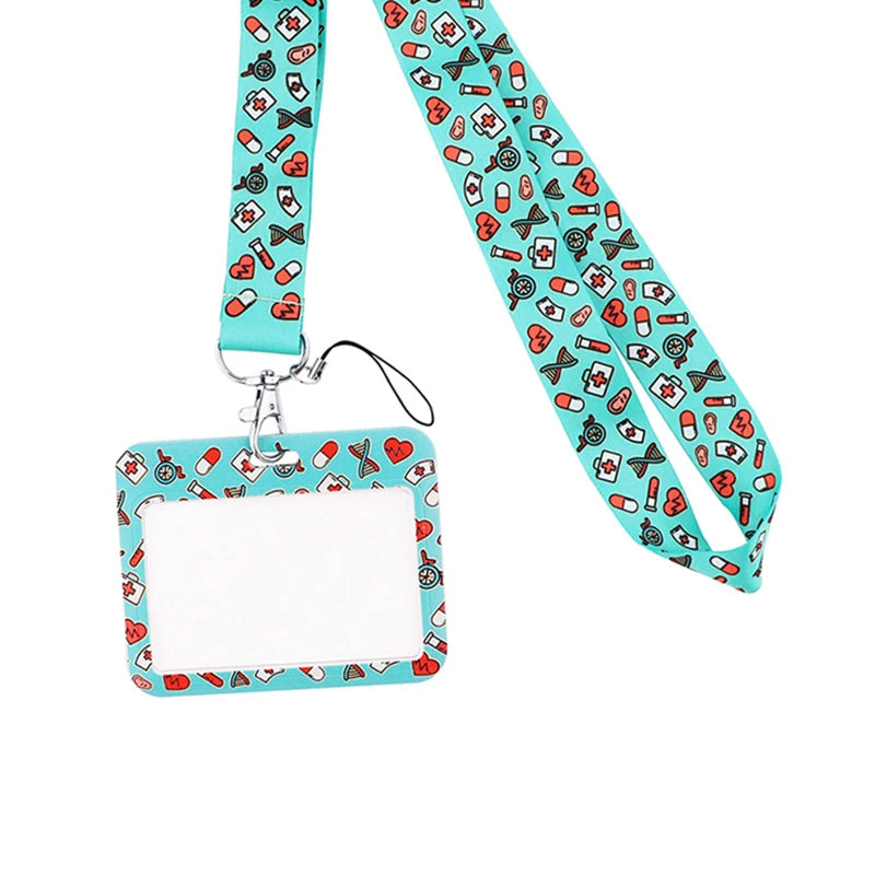 Dentist Doctor Nurse Cartoon Credential Neck Strap Lanyards Keychain ID Card Pass Hang Rope Lariat Key Chain Ring Badge Holder