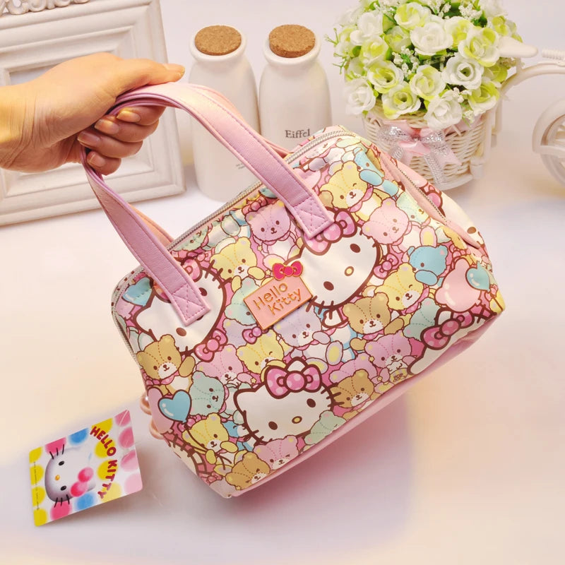 Hemasa Hello Kitty Cartoon Cosmetic Bag /Make Up Bag Travel Size Makeup PU Purses Bags Melody Women Handsbag