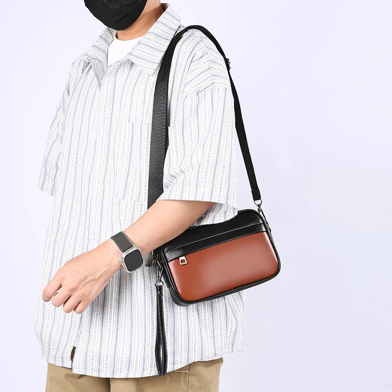 Tejesa H Soft PU Leather Men Shoulder Bag Male Day Clutch Phone Bag Shopping Bag