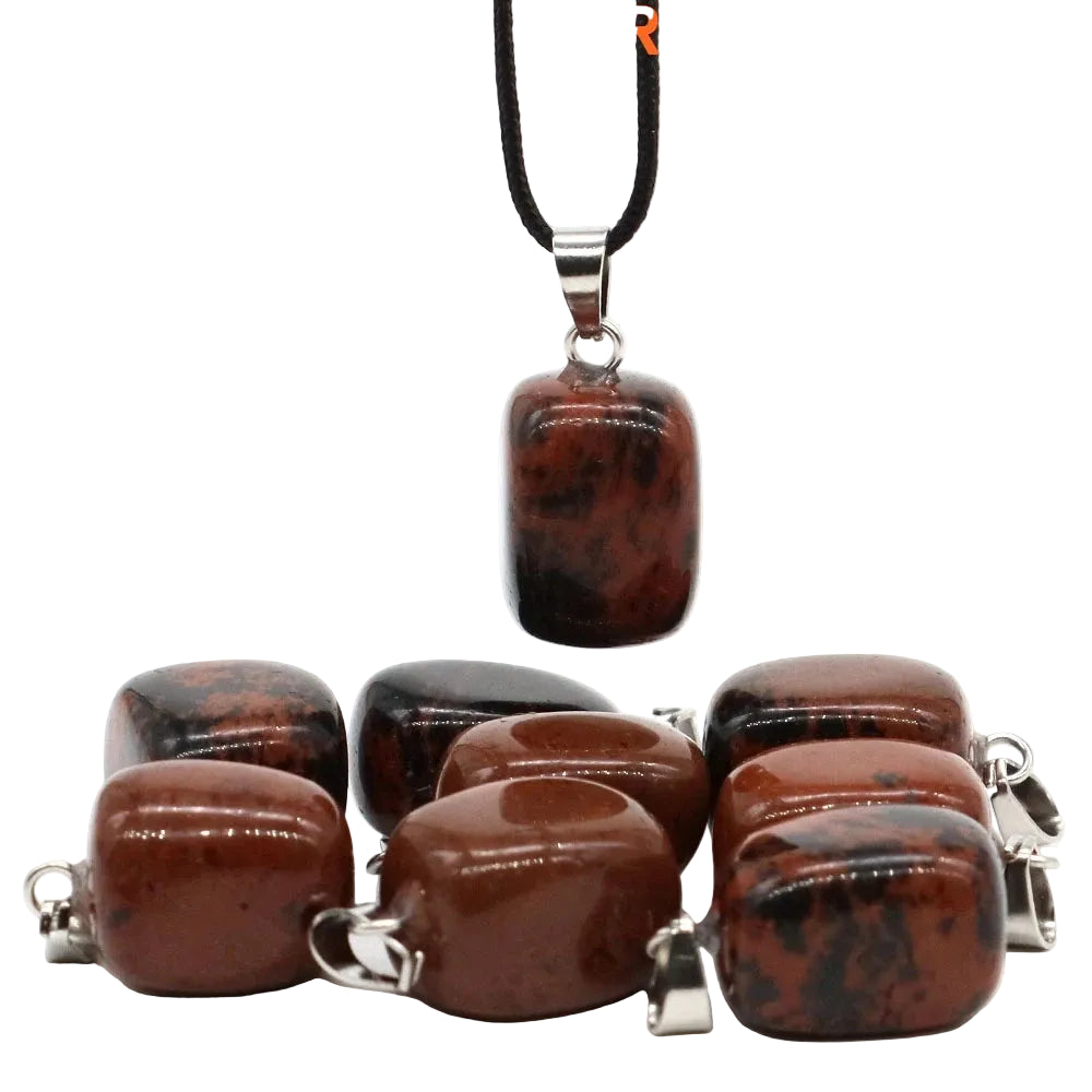 Natural Healing Irregular Tumble Stone Necklace Reiki Mineral Rose Quartz Tiger Eye Pendants for Women Men Jewelry Making Gifts