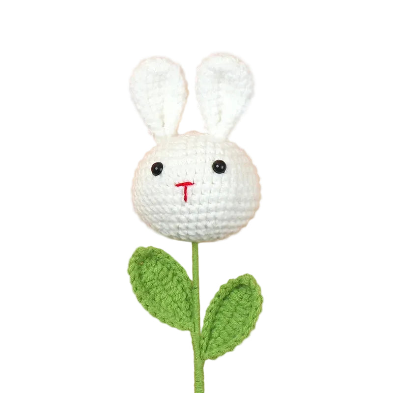 Hemasa 3Pcs Animal Crochet Bouquet Cute Cartoon Hand-knitted Artificial Flowers