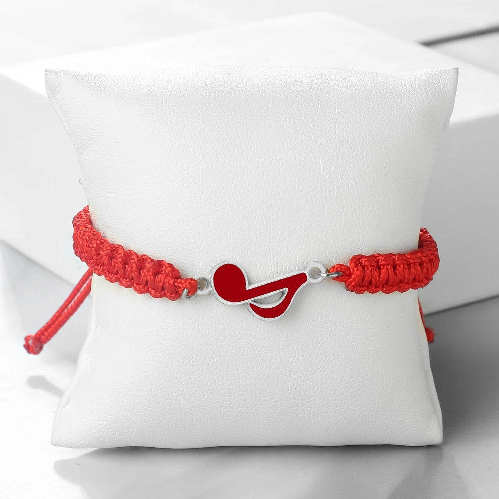 Men and Women Music Note Bracelet Handmade Braided Red Rope Lucky Bracelet Friendship Adjustable Bangle Charm Lover Jewelry Gift