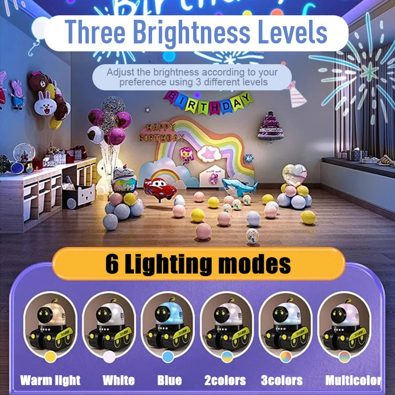 Hemasa LED Night Light Starry Sky Projector Galaxy Robot Projection Lamp Bluetooth Music for Kids Bedroom Home Party Decoration