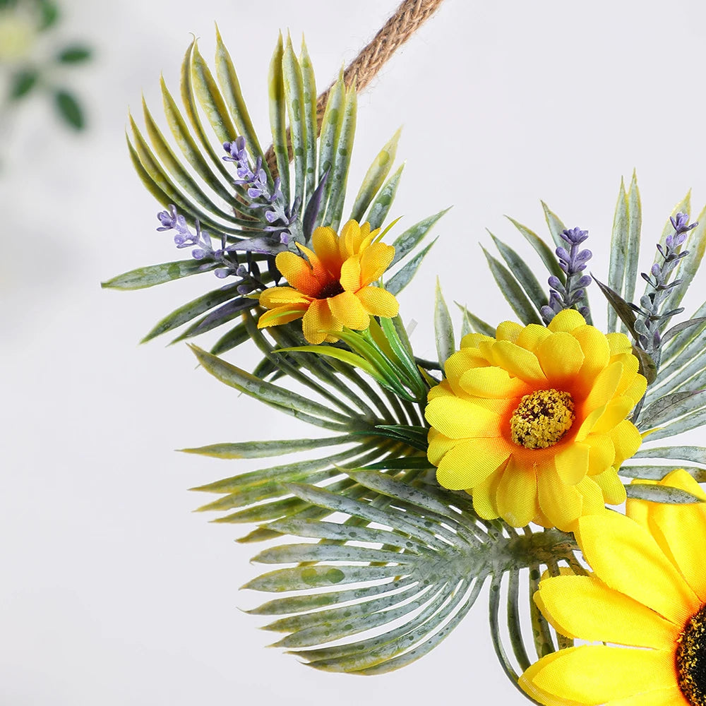 Hemasa Artificial Wreath Flower Garlands Spring Wreath Weeding Decorations Easter Wreath for Front Door Farmhouse /Wall Decor /Home Decor
